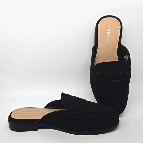 Torrid Mule Black Faux Suede Perforated Slip-On Low Heel Women's Size 9.5WW - Picture 1 of 12